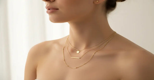 How to layer necklaces like a pro — delicate gold layered necklaces styled by YUBIRAA, anti-tarnish 18K gold PVD