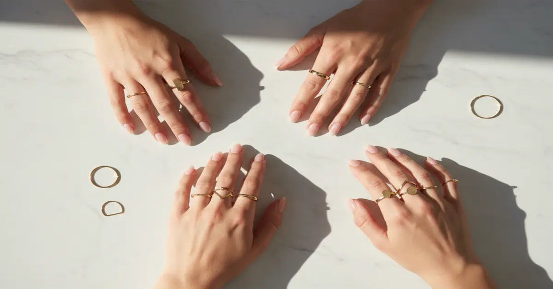 5 ways to style minimalist gold rings — anti-tarnish 18K gold PVD rings by YUBIRAA styled for everyday, office and occasion wear