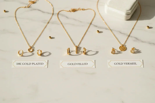 18K gold plated vs gold filled vs gold vermeil — jewellery comparison guide by YUBIRAA, anti-tarnish 316L stainless steel