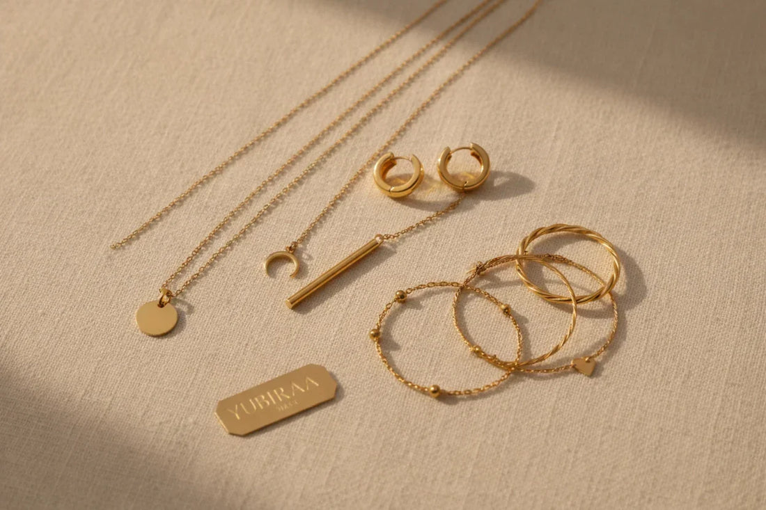 How to build a jewellery wardrobe on a budget — anti-tarnish 18K gold PVD jewellery essentials by YUBIRAA