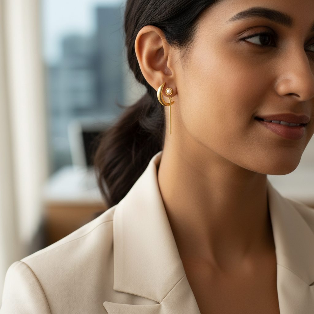 Everyday Earrings for Women — Gold Minimalist Office Wear Styles | YUBIRAA