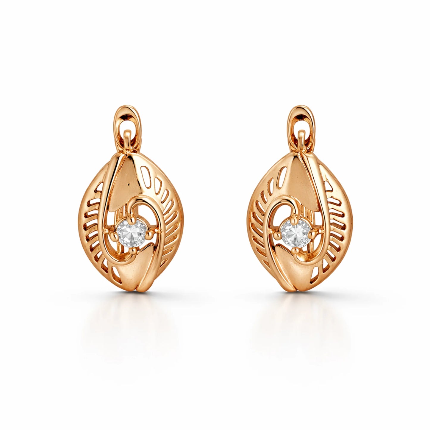 Side view of Celeste Marquise gold earrings showing lever back hinged clasp
