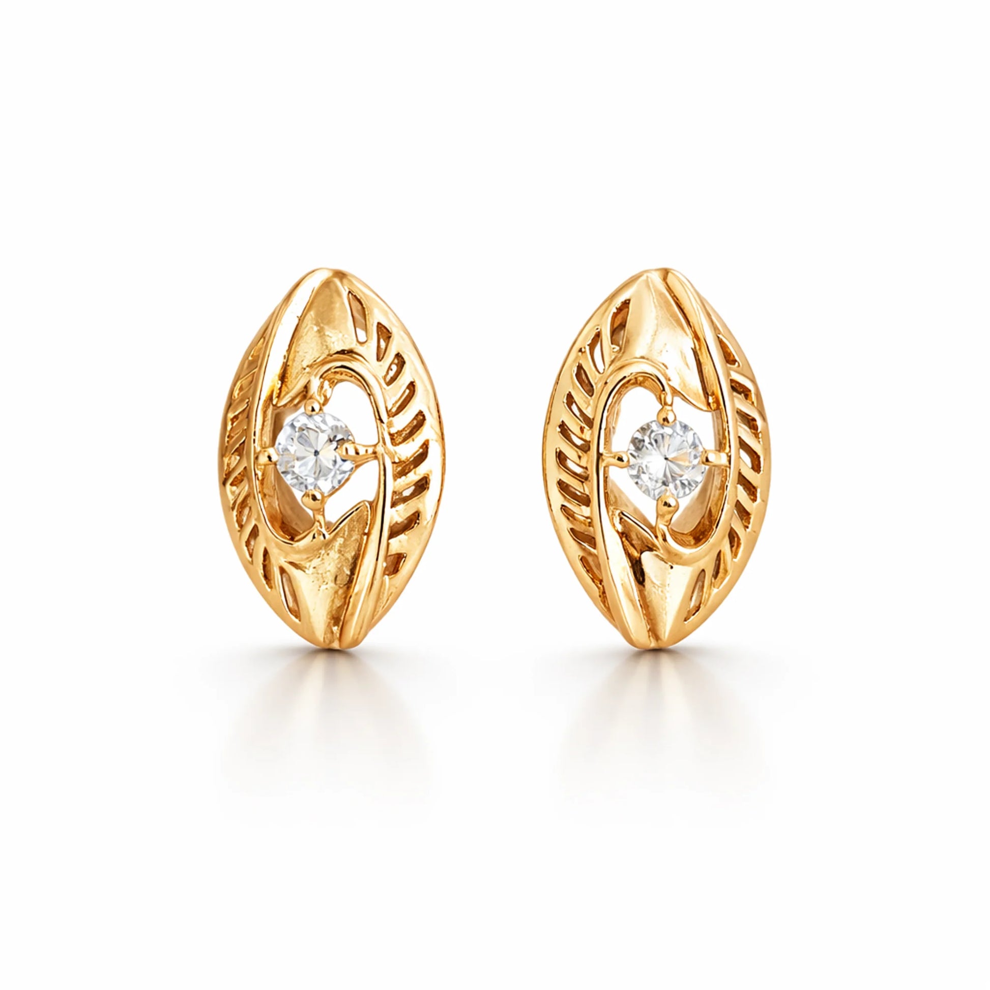 Celeste Marquise gold lever back earrings with marquise stone on white background