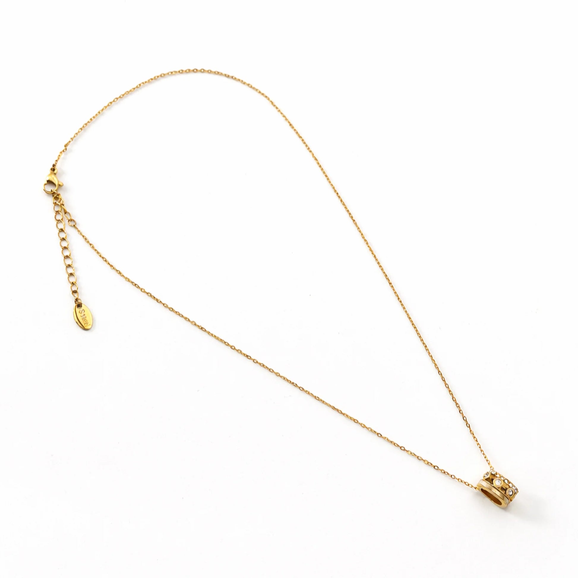 Gold necklace on a white background