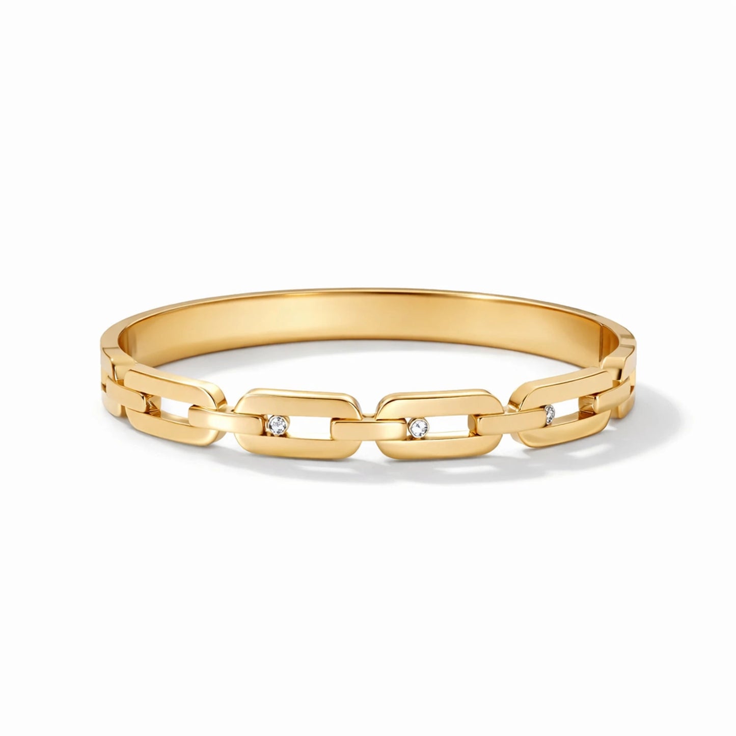 yubiraa anti tarnish Gold plated link  bracelet on a white background
