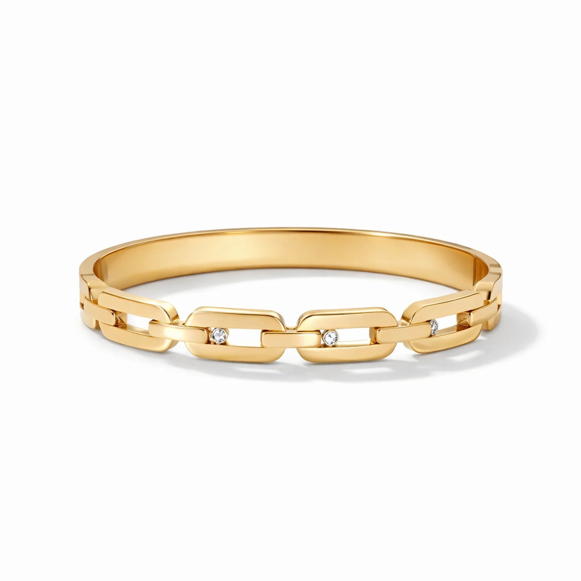 yubiraa anti tarnish Gold plated link  bracelet on a white background