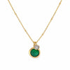 Anti tarnish gold plated emerald halo drop necklace for women by Yubiraa