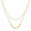 YUBIRAA LayerLuxe Bead Necklace gold double layer chain with bead and cube detailing for women