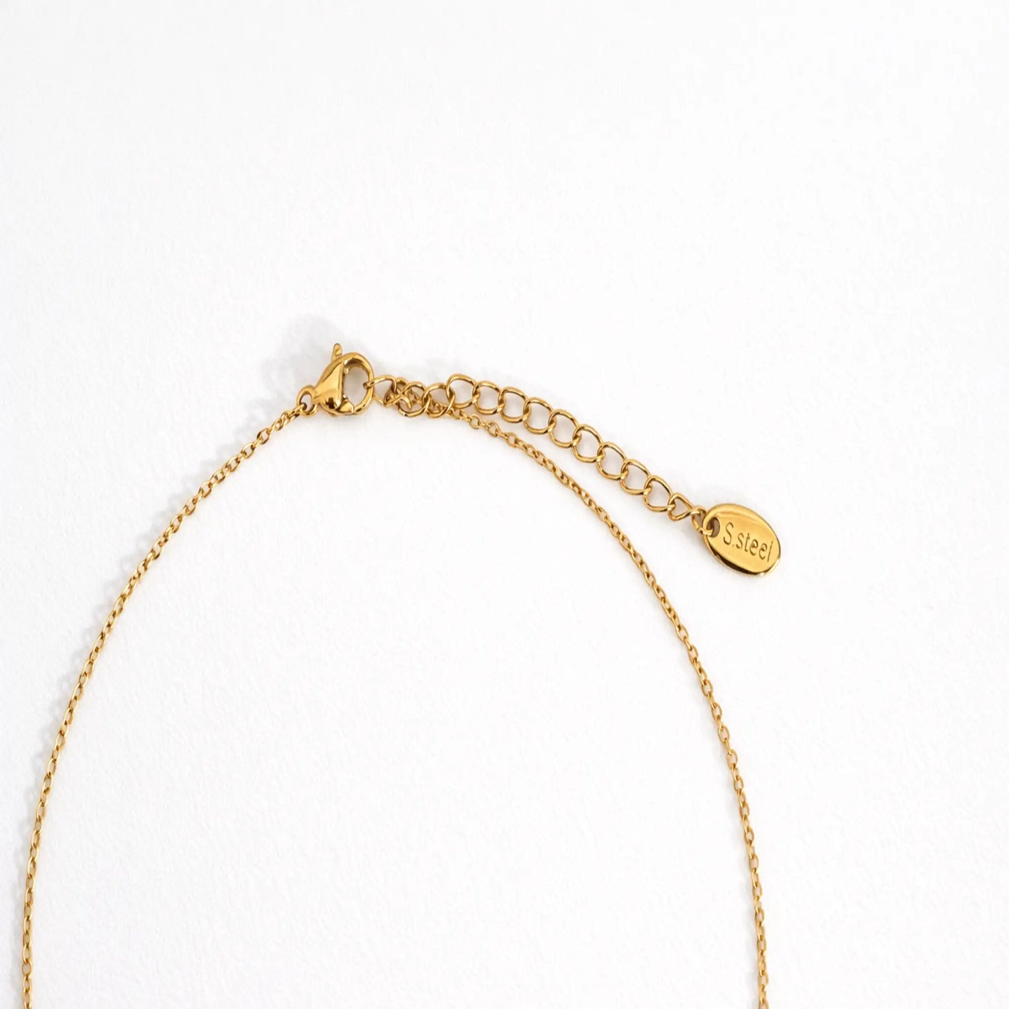 Gold clasp with tag on a white background