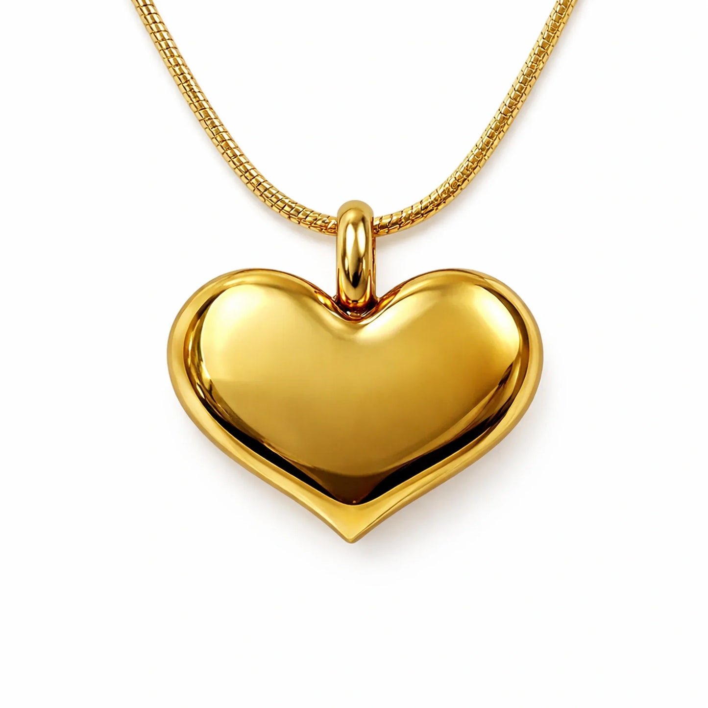 Gold heart-shaped pendant on a white background