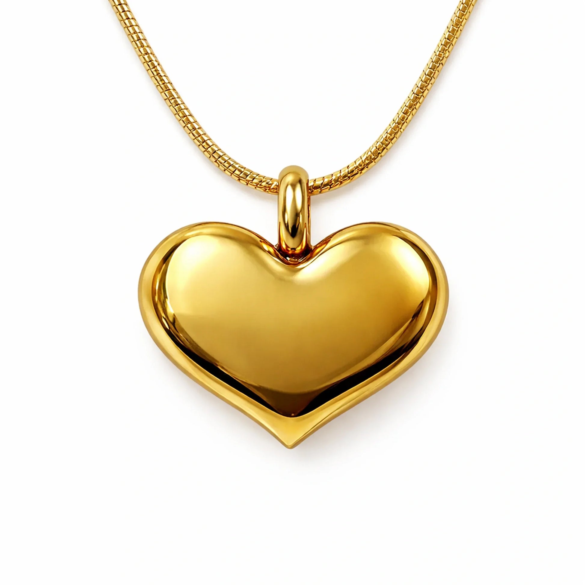 Gold heart-shaped pendant on a white background
