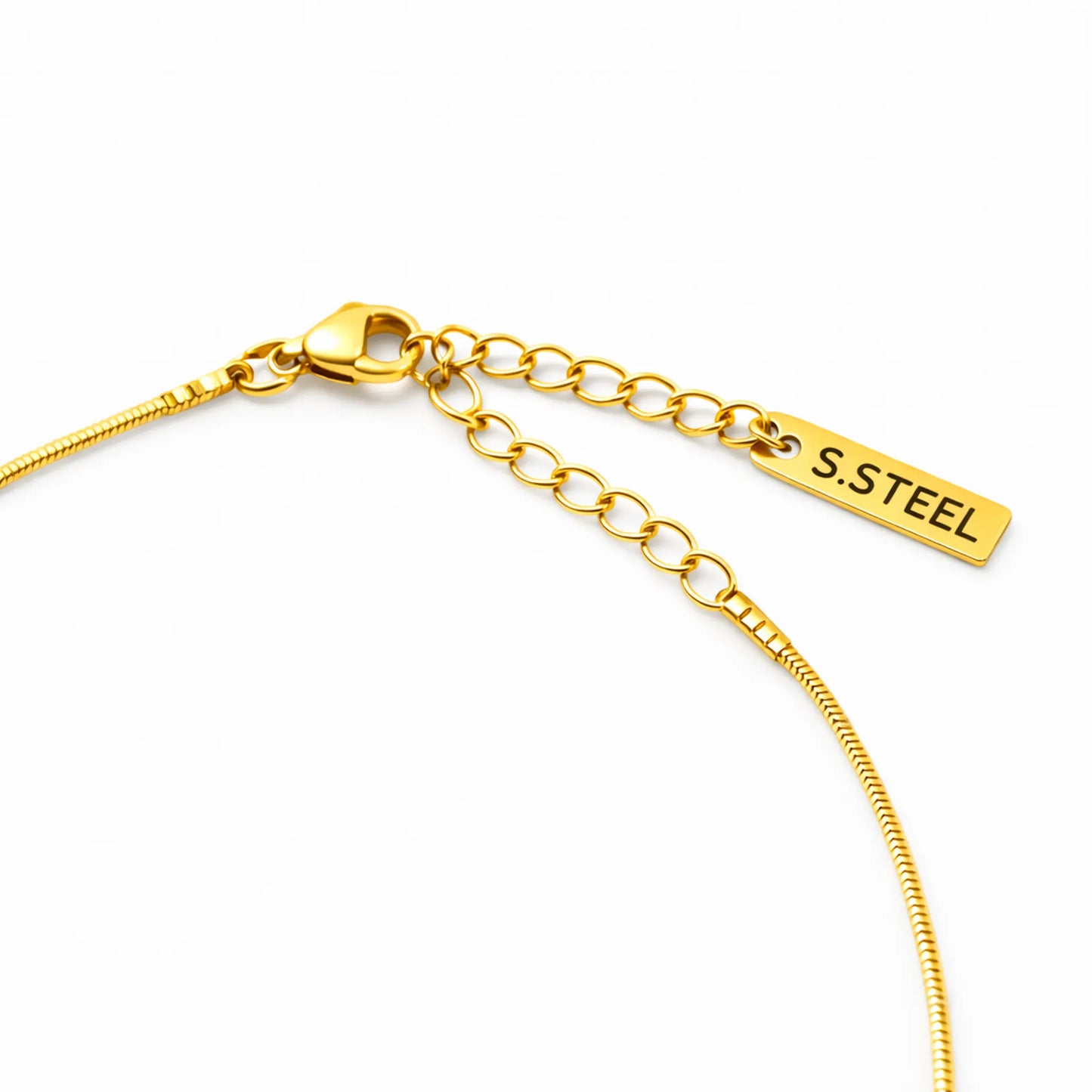 Close up of Yubiraa Bow Slider Necklace clasp and adjustable slider chain