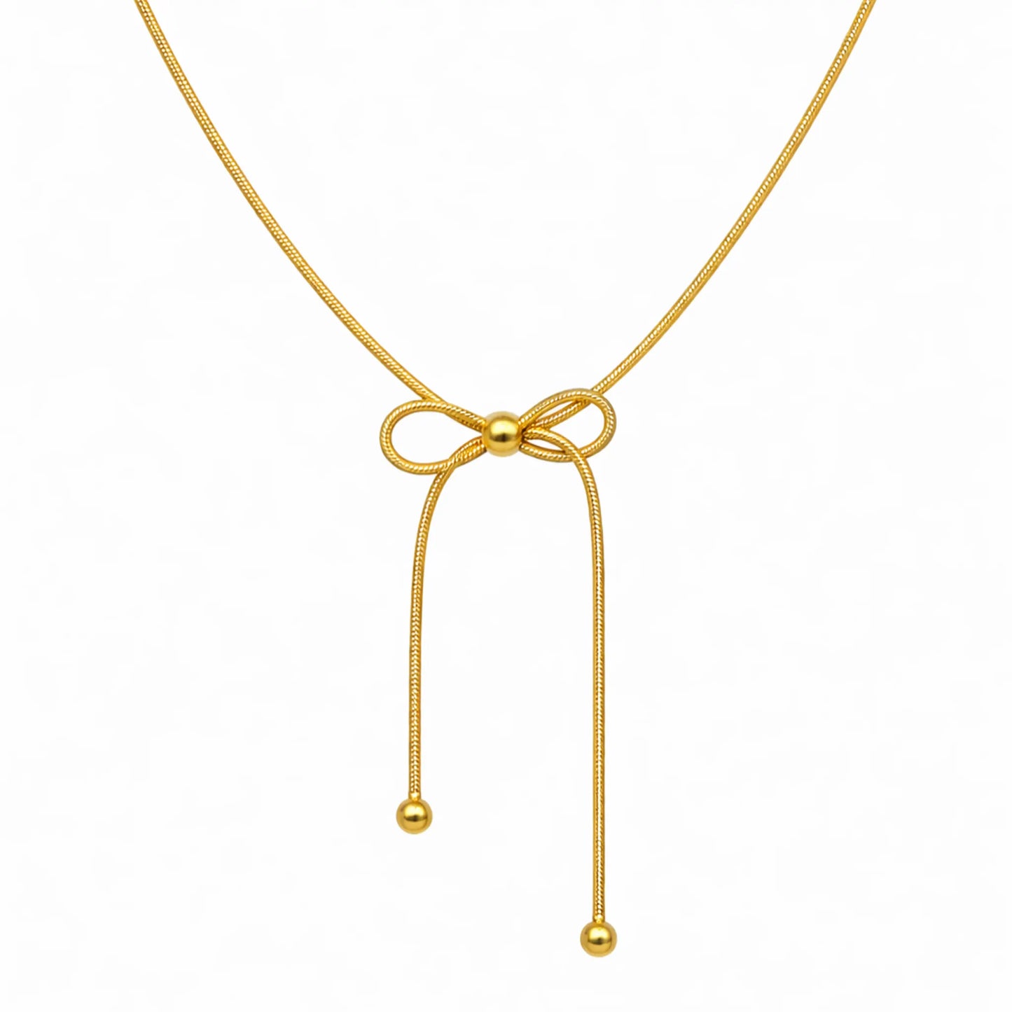 Yubiraa Bow Slider Necklace with anti tarnish gold plated adjustable design