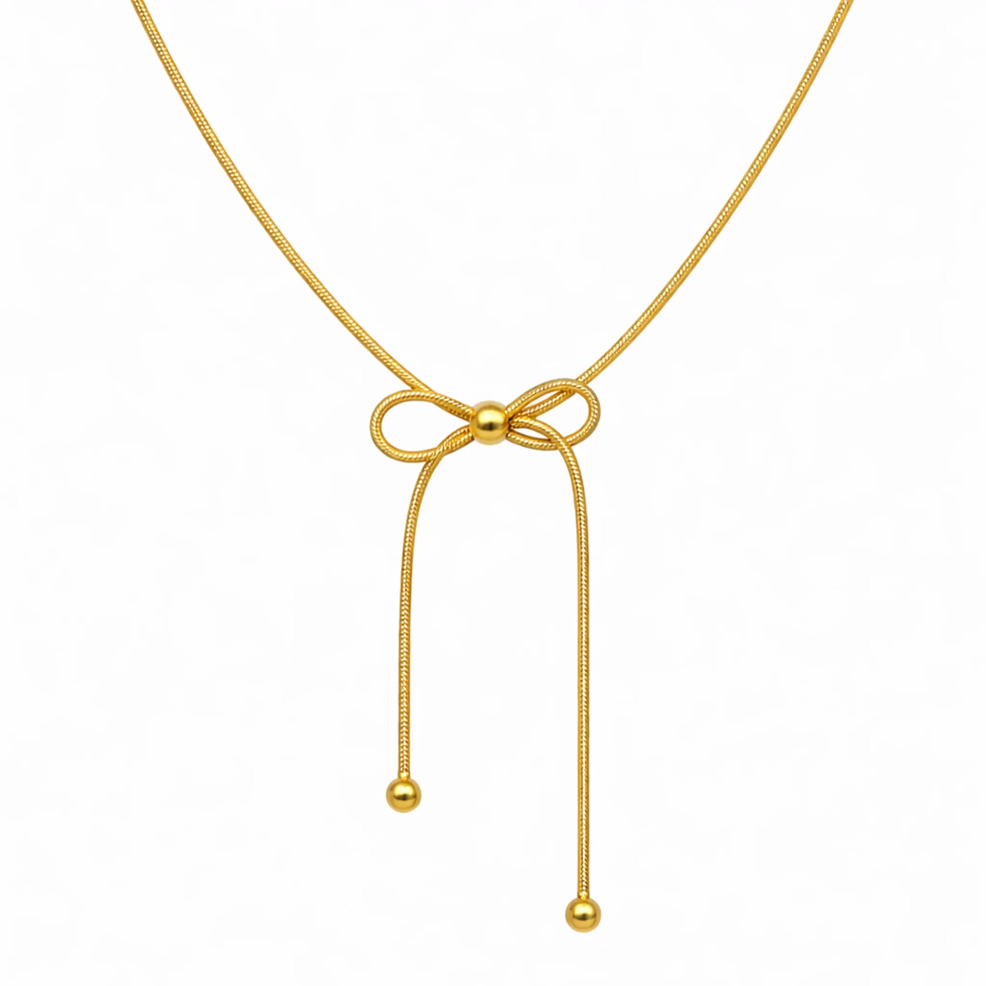 Yubiraa Bow Slider Necklace with anti tarnish gold plated adjustable design