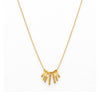 Gold plated anti tarnish minimalist bar pendant necklace with fine chain on white background