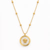 Yubiraa Final Ivory Glow Clover Necklace in anti tarnish gold plated stainless steel with ivory stone clover pendant on delicate chain”