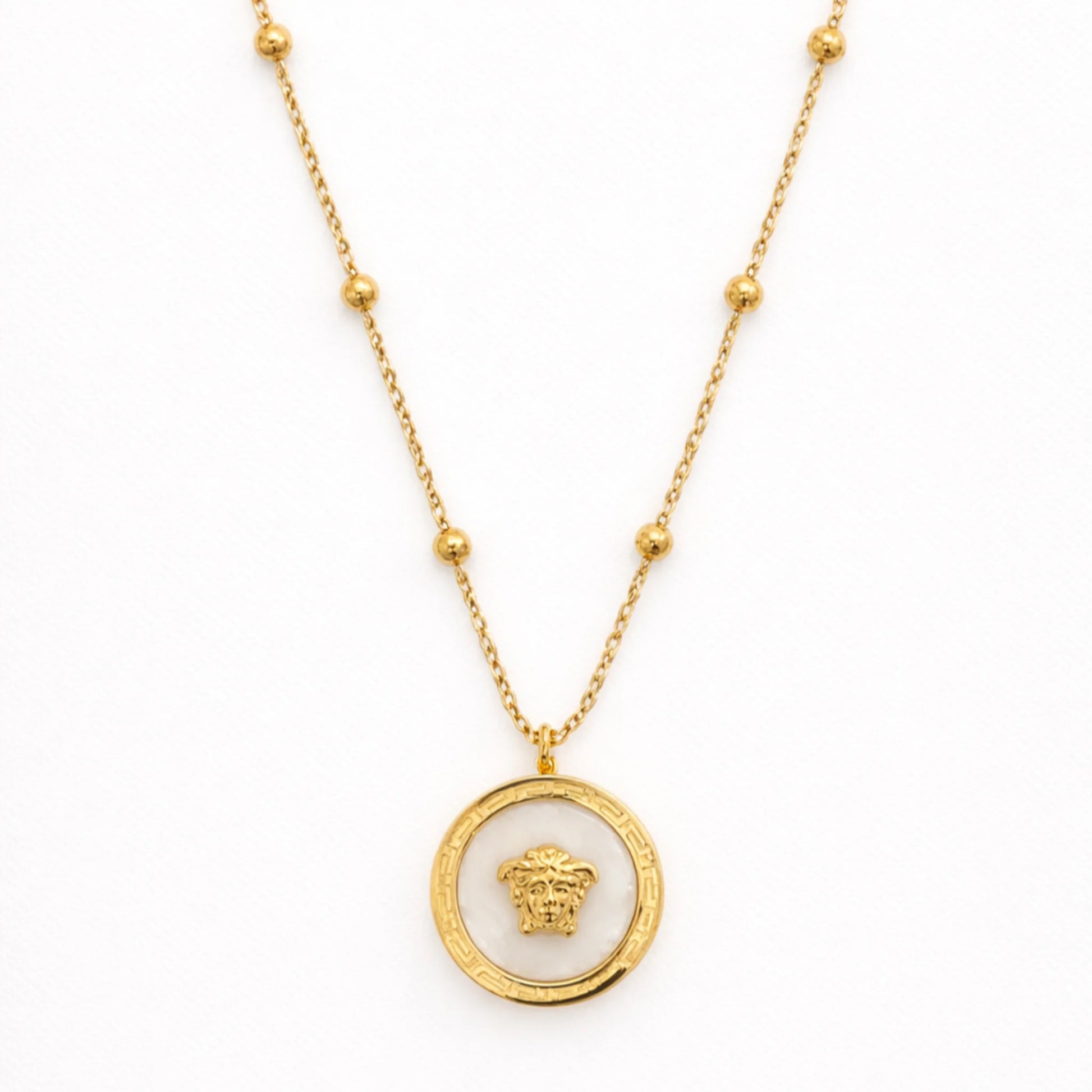 Yubiraa Final Ivory Glow Clover Necklace in anti tarnish gold plated stainless steel with ivory stone clover pendant on delicate chain”