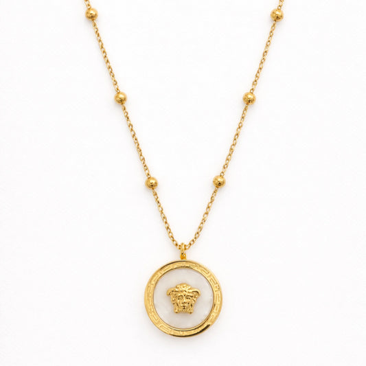 Yubiraa Final Ivory Glow Clover Necklace in anti tarnish gold plated stainless steel with ivory stone clover pendant on delicate chain”