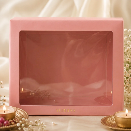 YUBIRAA pink hamper with transparent plastic window