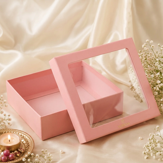 YUBIRAA pink open hamper with separate transparent-window lid