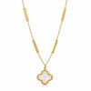 Yubiraa Final Ivory Glow Clover Necklace in anti tarnish gold plated stainless steel with ivory clover pendant on delicate chain”